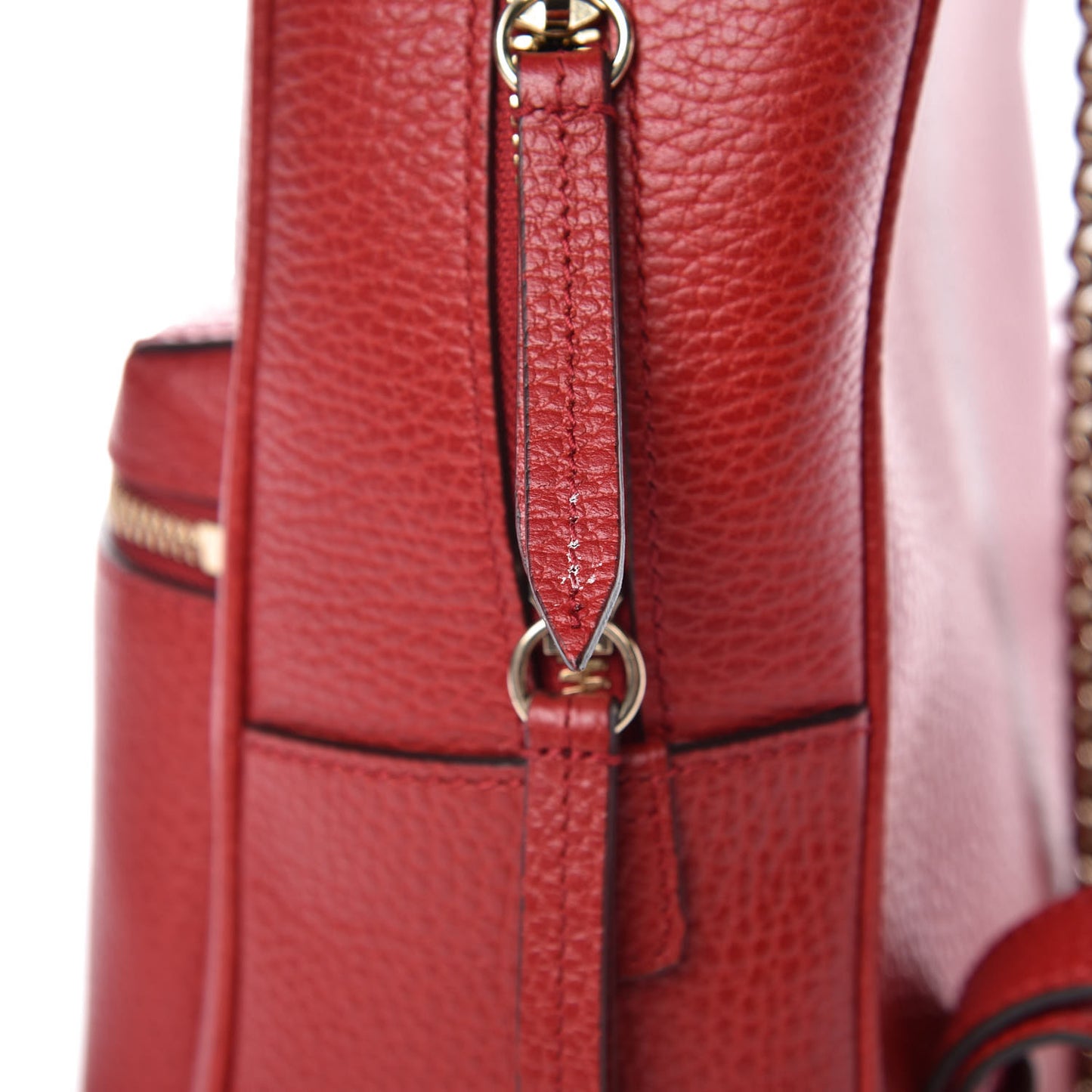 Pebbled Calfskin Soho Chain Backpack Hibiscus Red