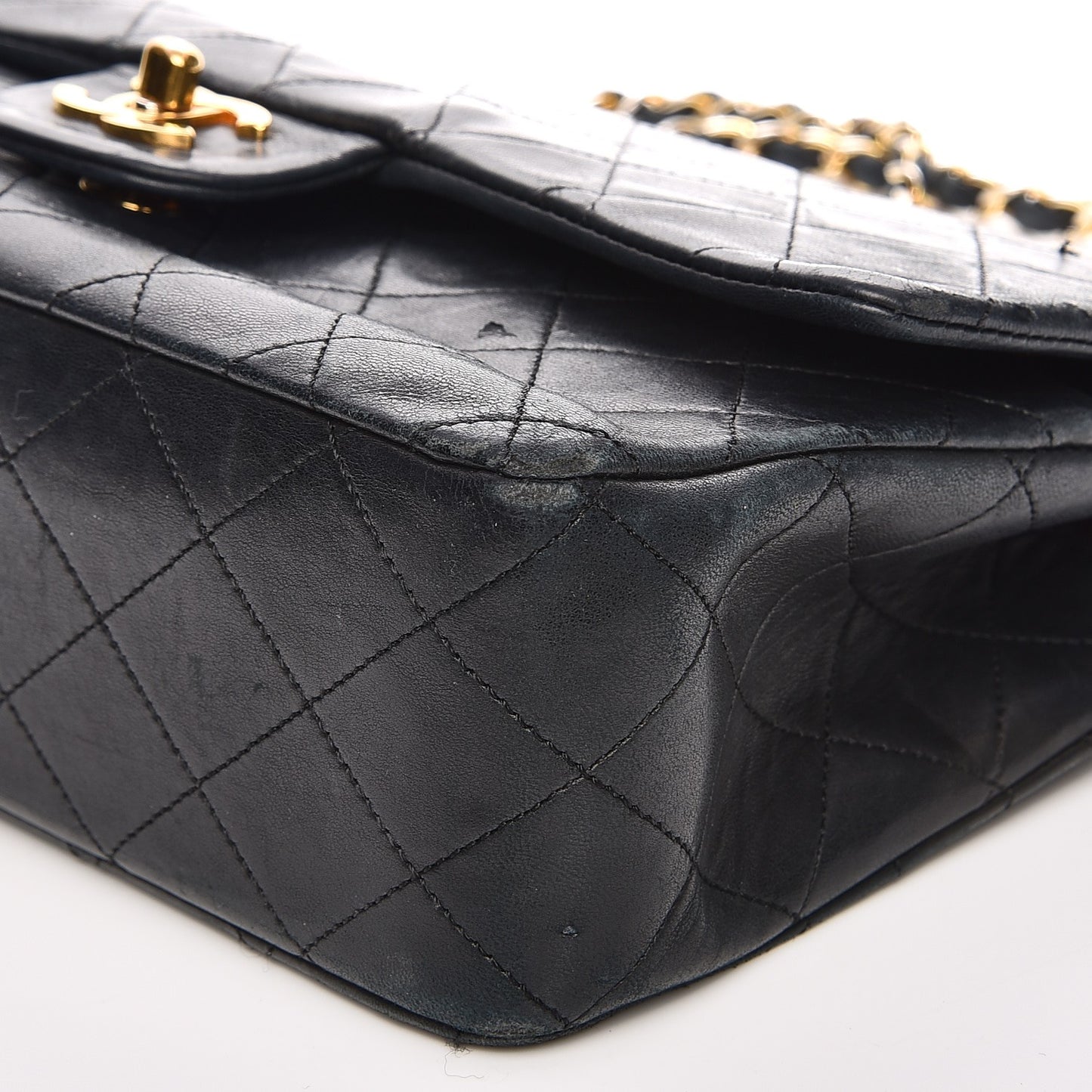 Lambskin Quilted Medium Double Flap Black