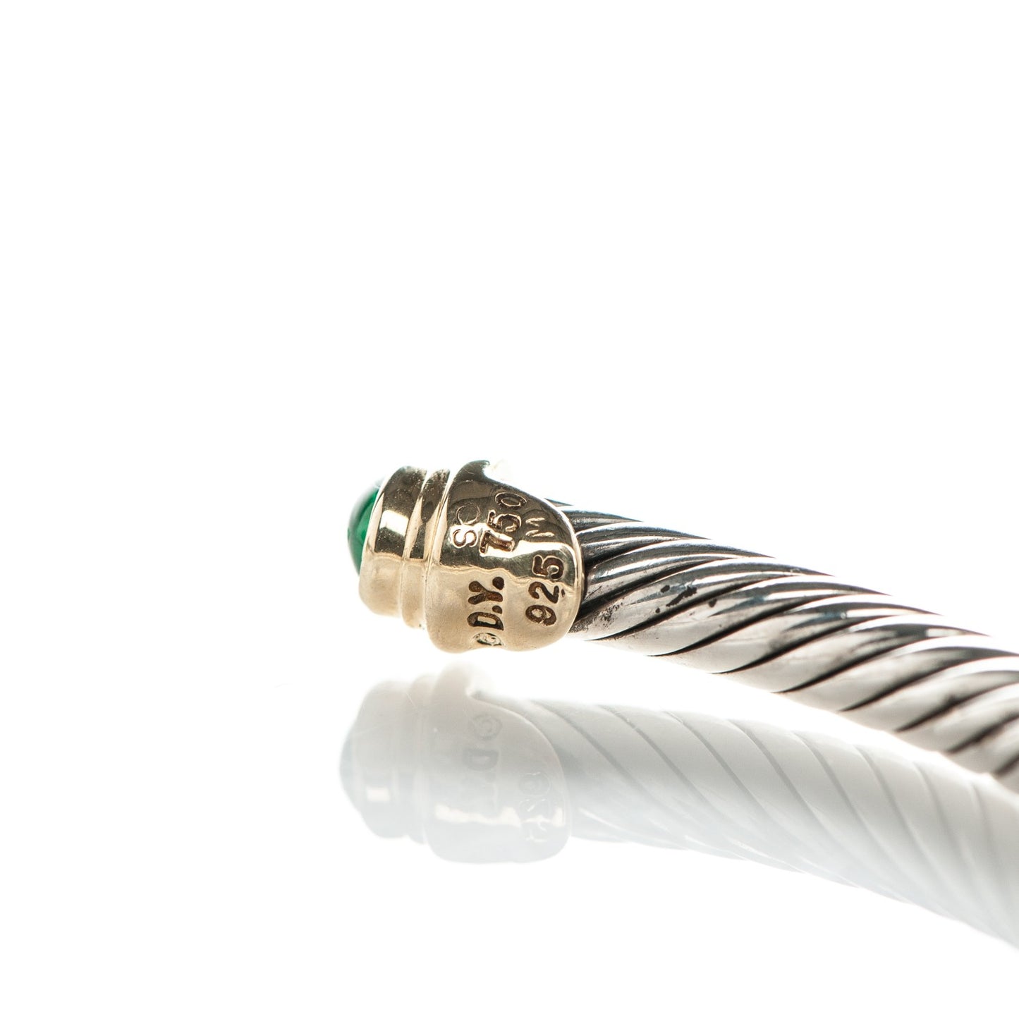 Sterling Silver 18K Yellow Gold Emerald 4mm Cable Classics Bracelet
