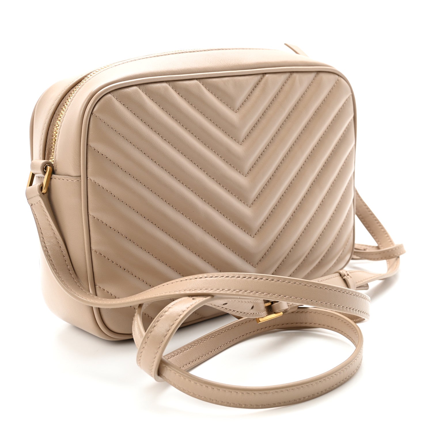 Saint Laurent Calfskin Matelasse Monogram Lou Camera Bag Dark Beige 3 of 10