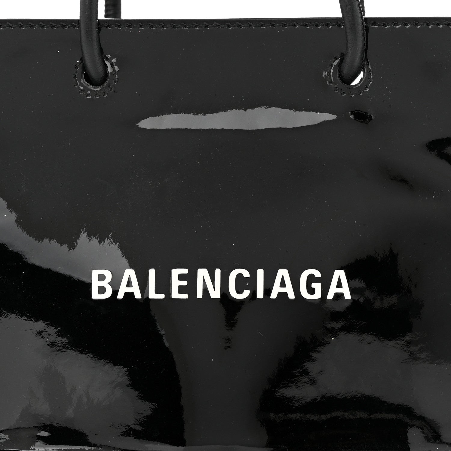 Balenciaga Patent Calfskin Logo Shopping Tote XXS Black 8 of 13