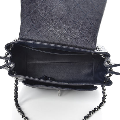 Chanel Caviar Quilted CC Accordion Shopping Bag Navy 5 of 15