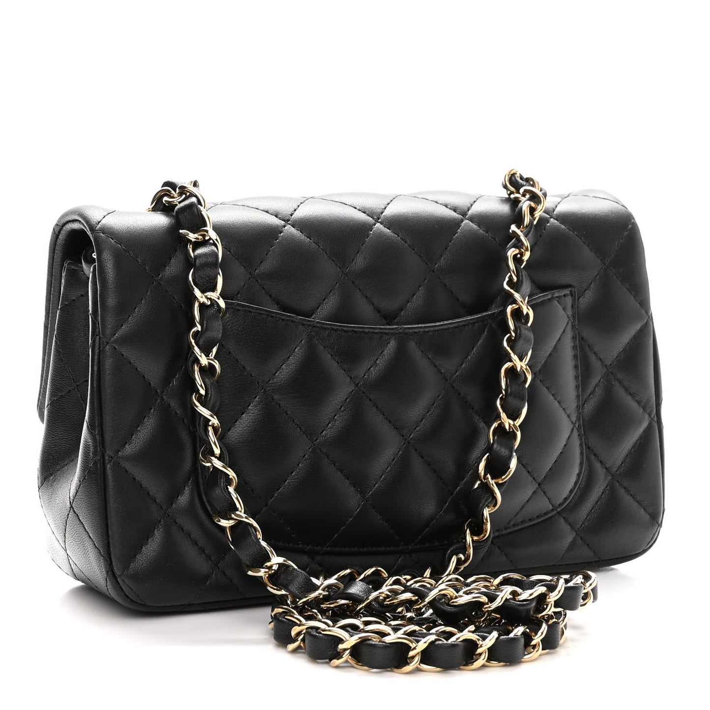 Lambskin Quilted Mini Rectangular Flap Black