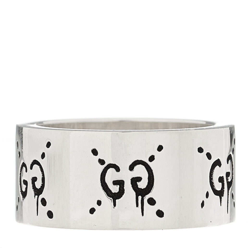 Sterling Silver GucciGhost Hamlet Skull Band Ring 52 6