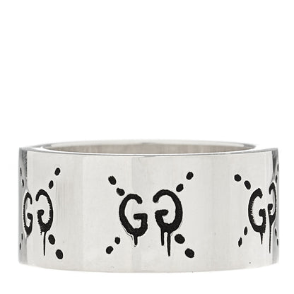 Gucci Sterling Silver GucciGhost Hamlet Skull Band Ring 52 6 3 of 6