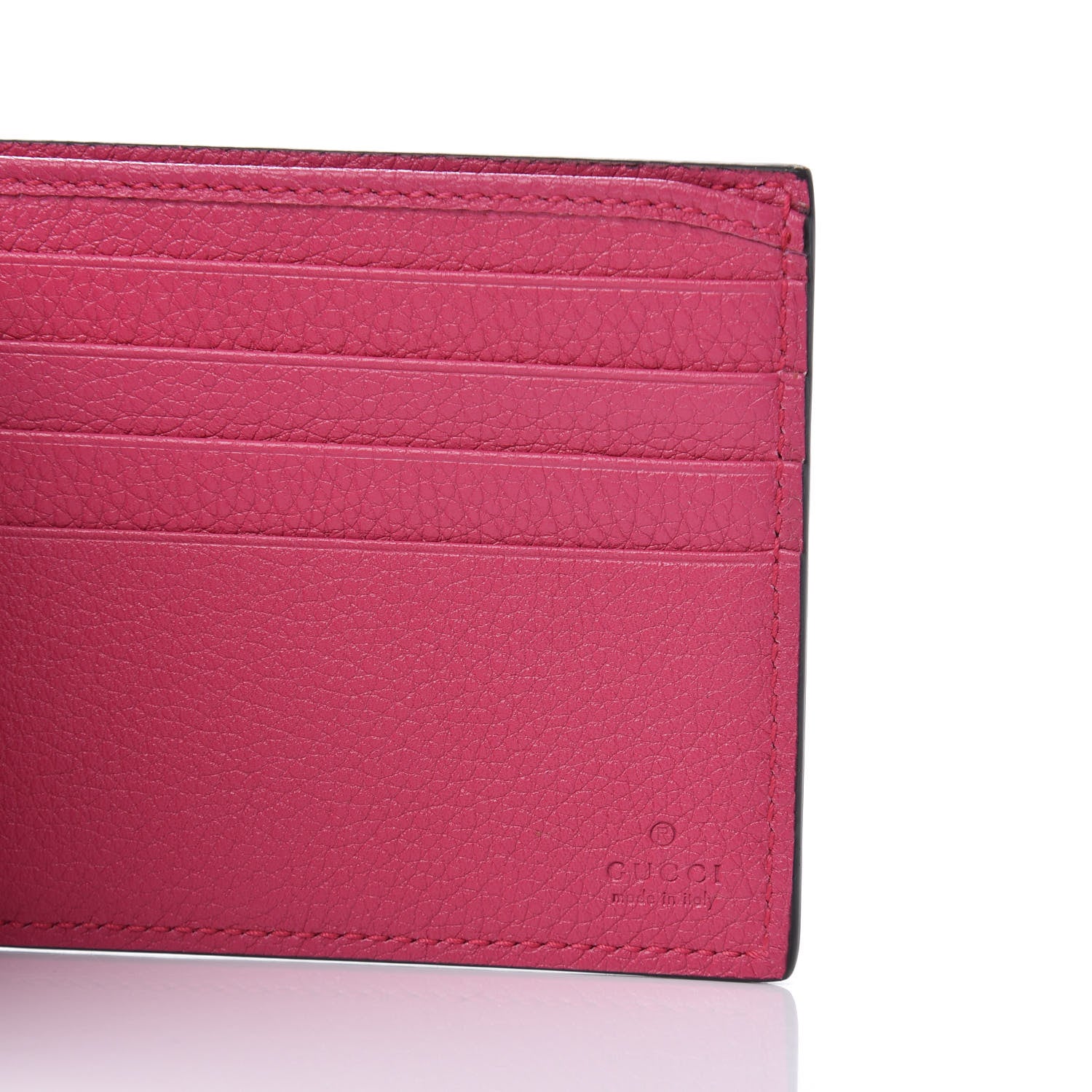Gucci Grained Calfskin Logo Bi-Fold Wallet Box Pink Green 8 of 11