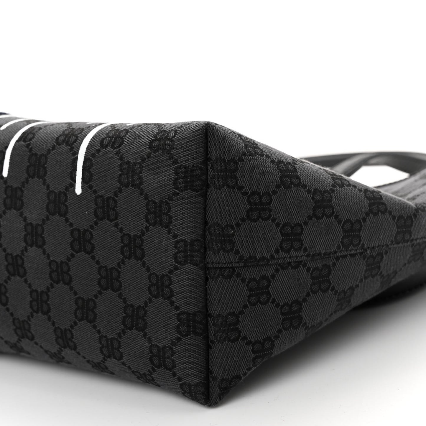 X BALENCIAGA BB Monogram Web Graffiti Medium Ophidia Shopping Tote Black
