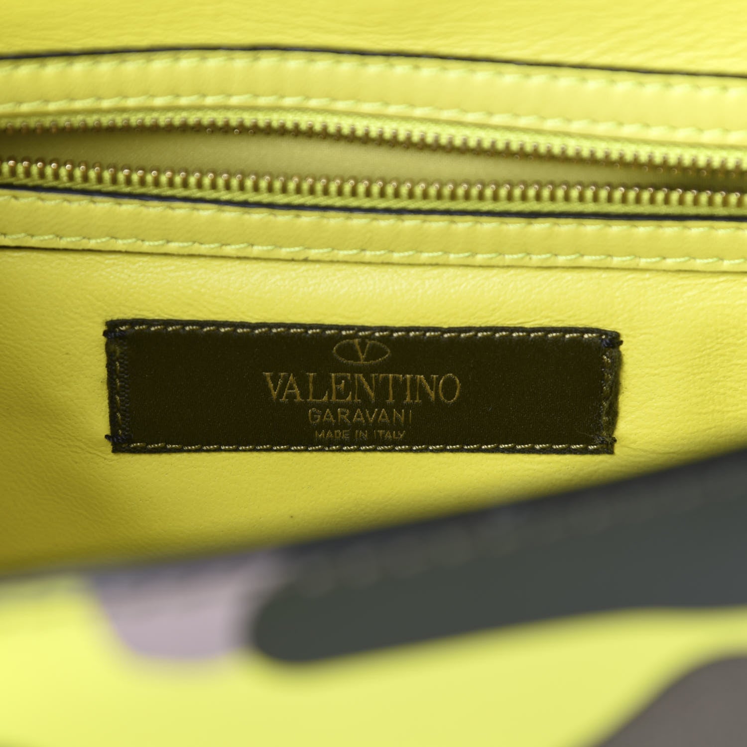 Valentino Garavani Nappa Canvas Camouflage Medium Glam Lock Rockstud Flap Fluo Yellow 13 of 14