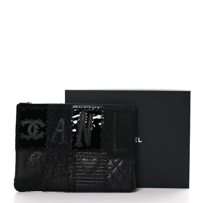 Chanel Tweed Patchwork Aged Calfskin Quilted Medium Cosmetic Case Black 10 of 10