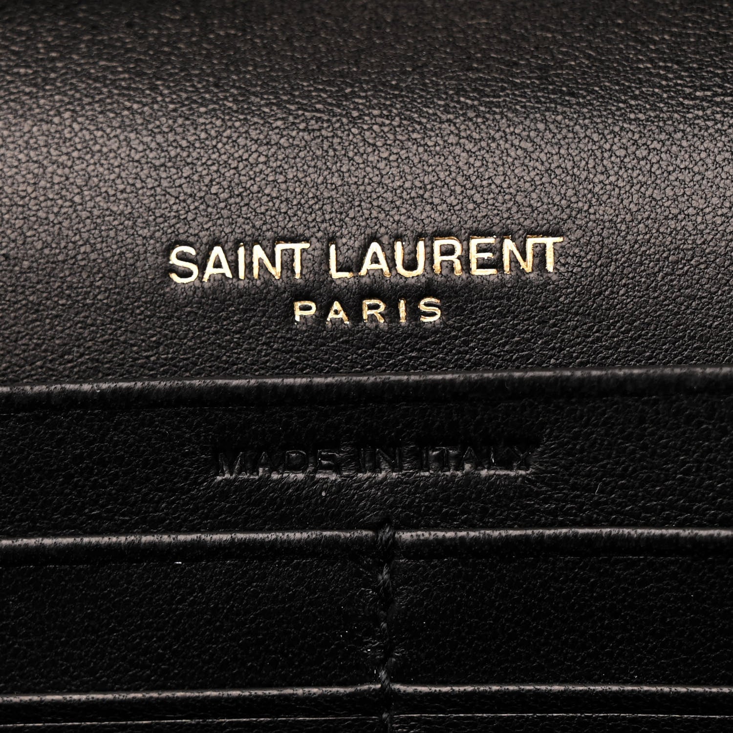 Saint Laurent Lambskin Carre Quilted Cassandre Chain Wallet Black 7 of 12