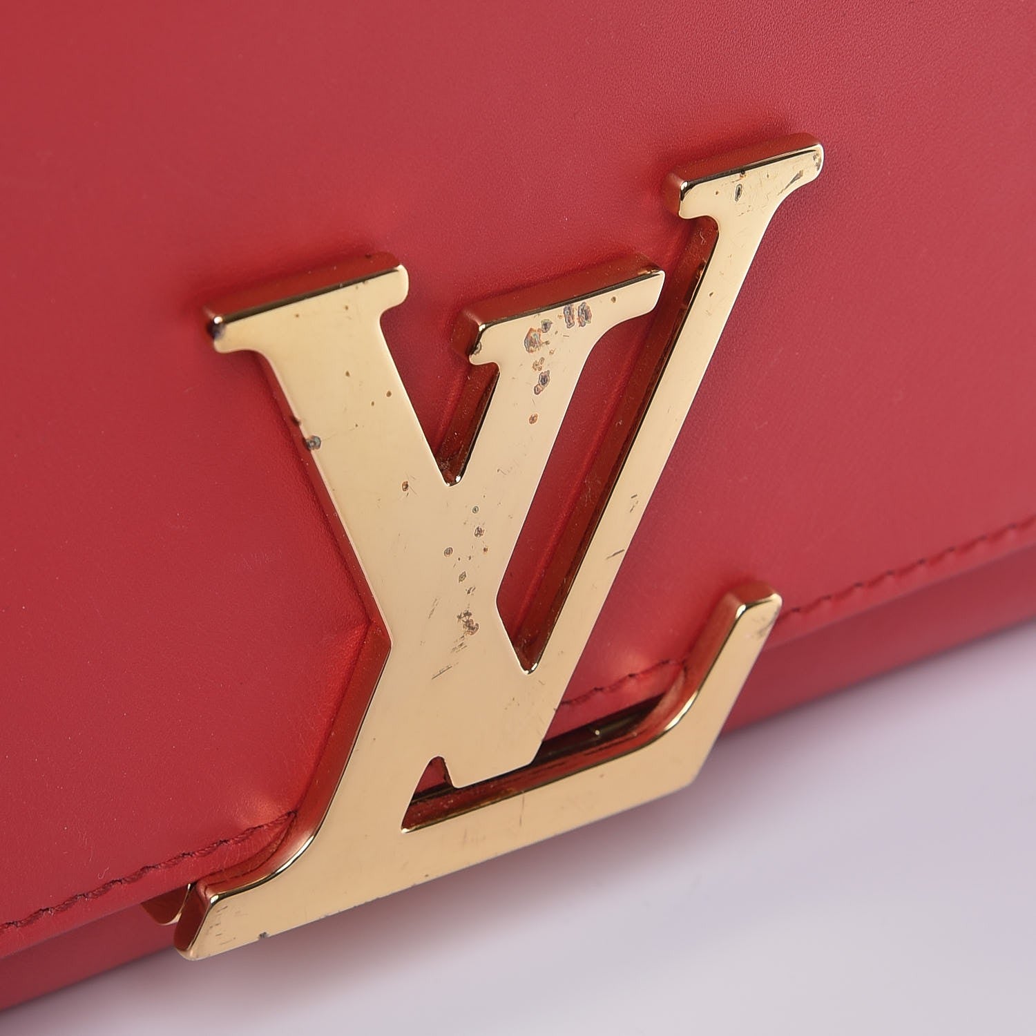 Louis Vuitton Calfskin Chain Louise MM Red 9 of 9