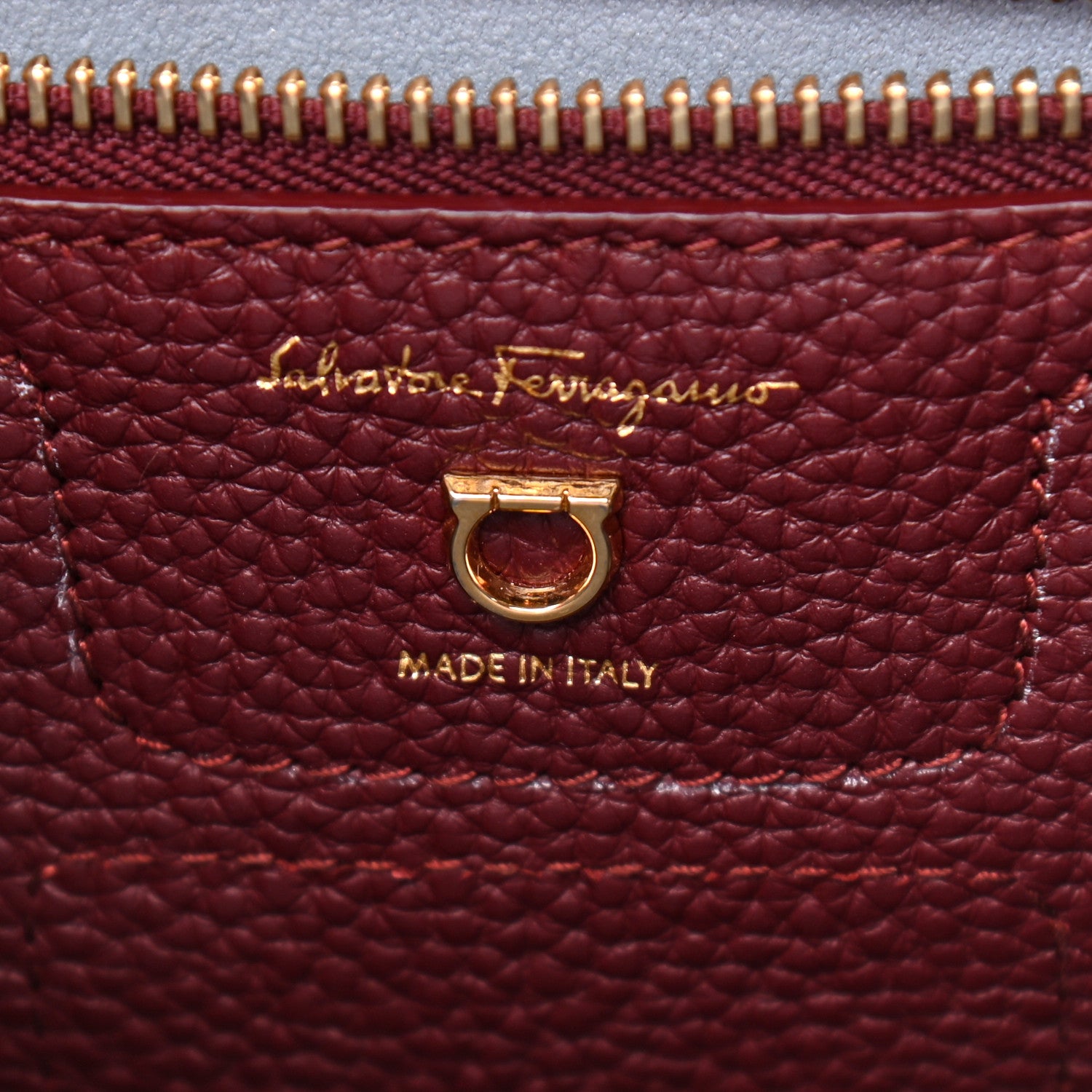 Salvatore Ferragamo Hammered Calfskin Double Handle Small Amy Tote Red 6 of 13