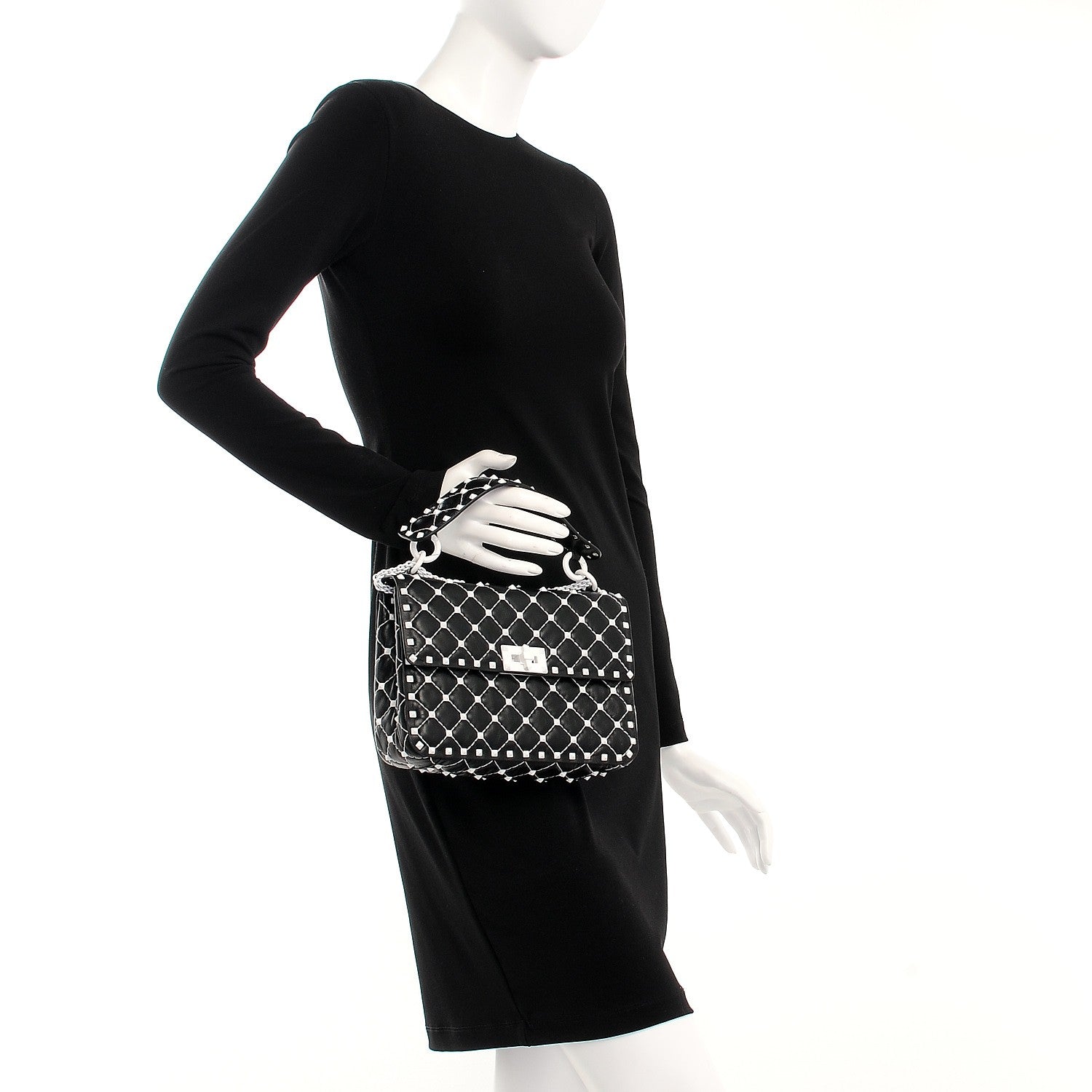 Valentino Garavani Lambskin Medium Free Rockstud Spike Shoulder Bag Black 3 of 7