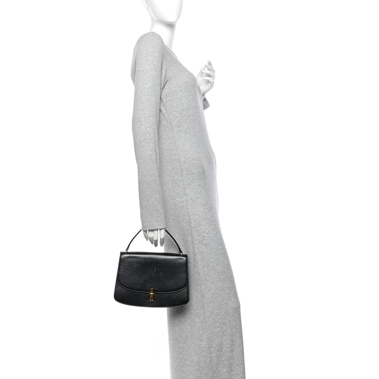 Sleek Calfskin The Sofia 10 Top Handle  Black
