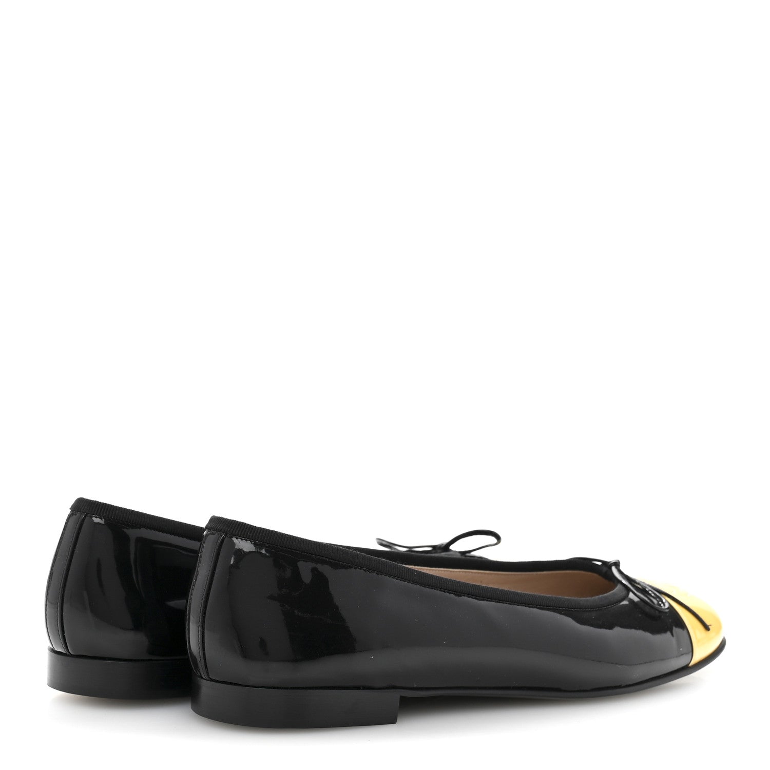 Chanel Patent CC Cap Toe Ballerina Flats 40 Black Beige 5 of 9
