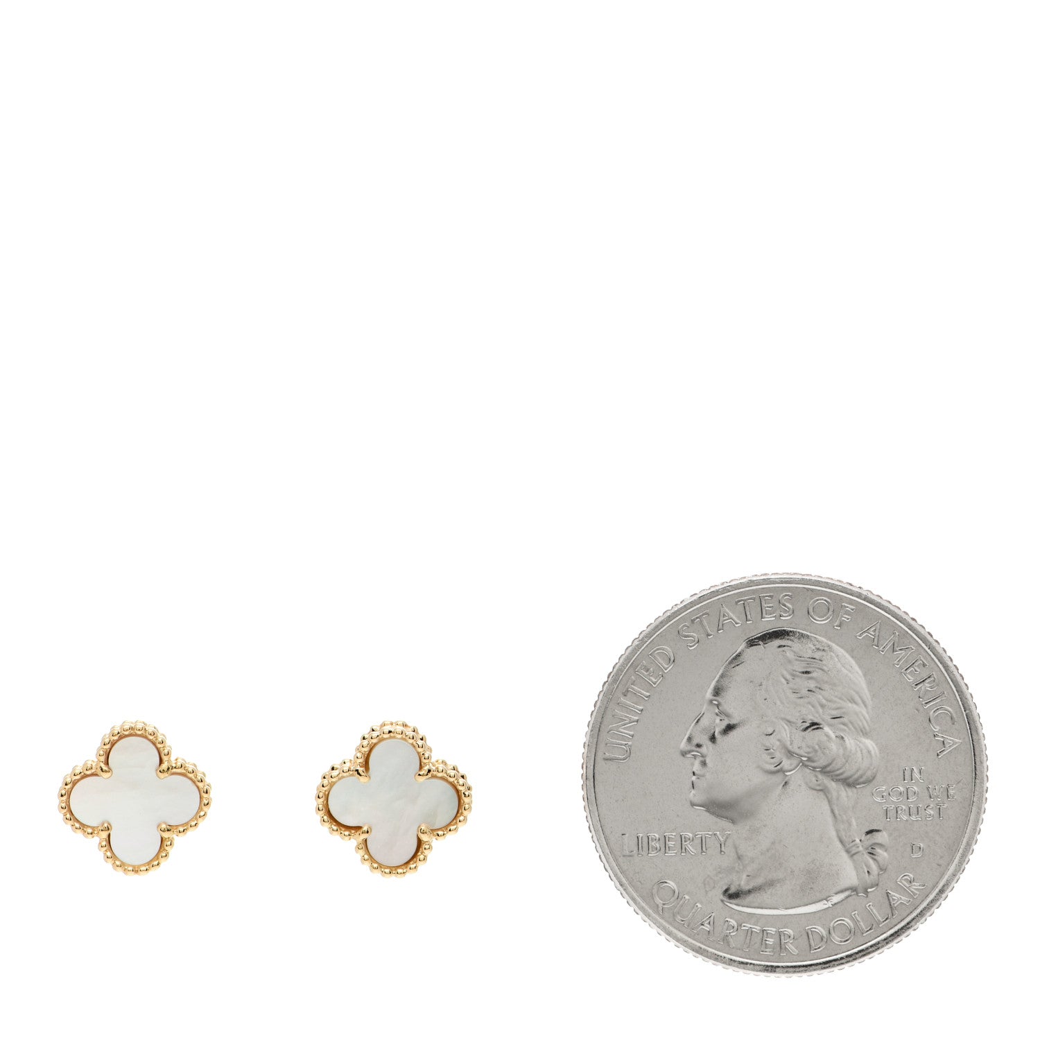 Van Cleef & Arpels 18K Yellow Gold Mother of Pearl Sweet Alhambra Earrings 2 of 6