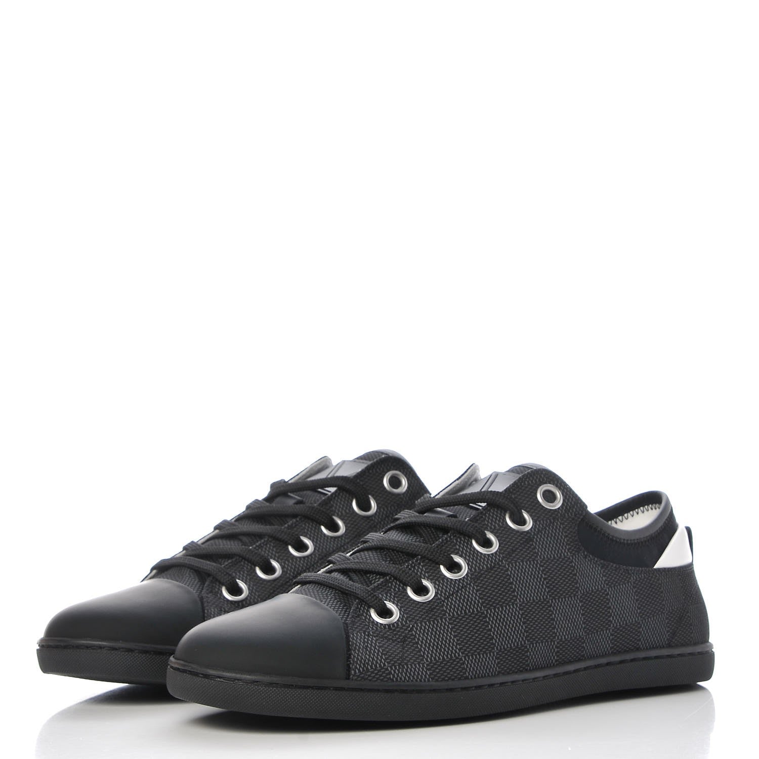 Louis Vuitton Lambskin Damier Graphite Baseball Sneakers 5 Black 3 of 9