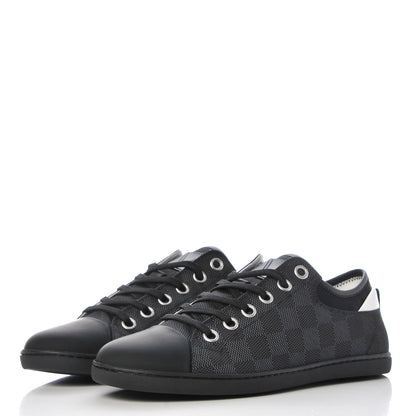 Louis Vuitton Lambskin Damier Graphite Baseball Sneakers 5 Black 3 of 9