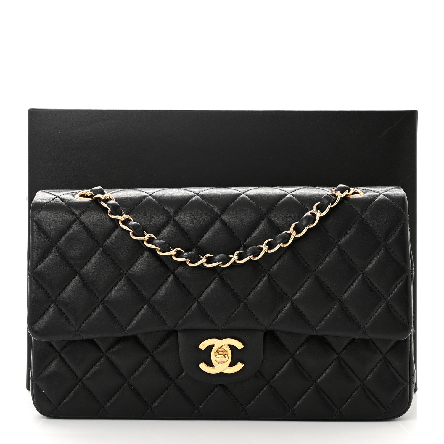 Chanel Lambskin Quilted Medium Double Flap Black 11 of 11