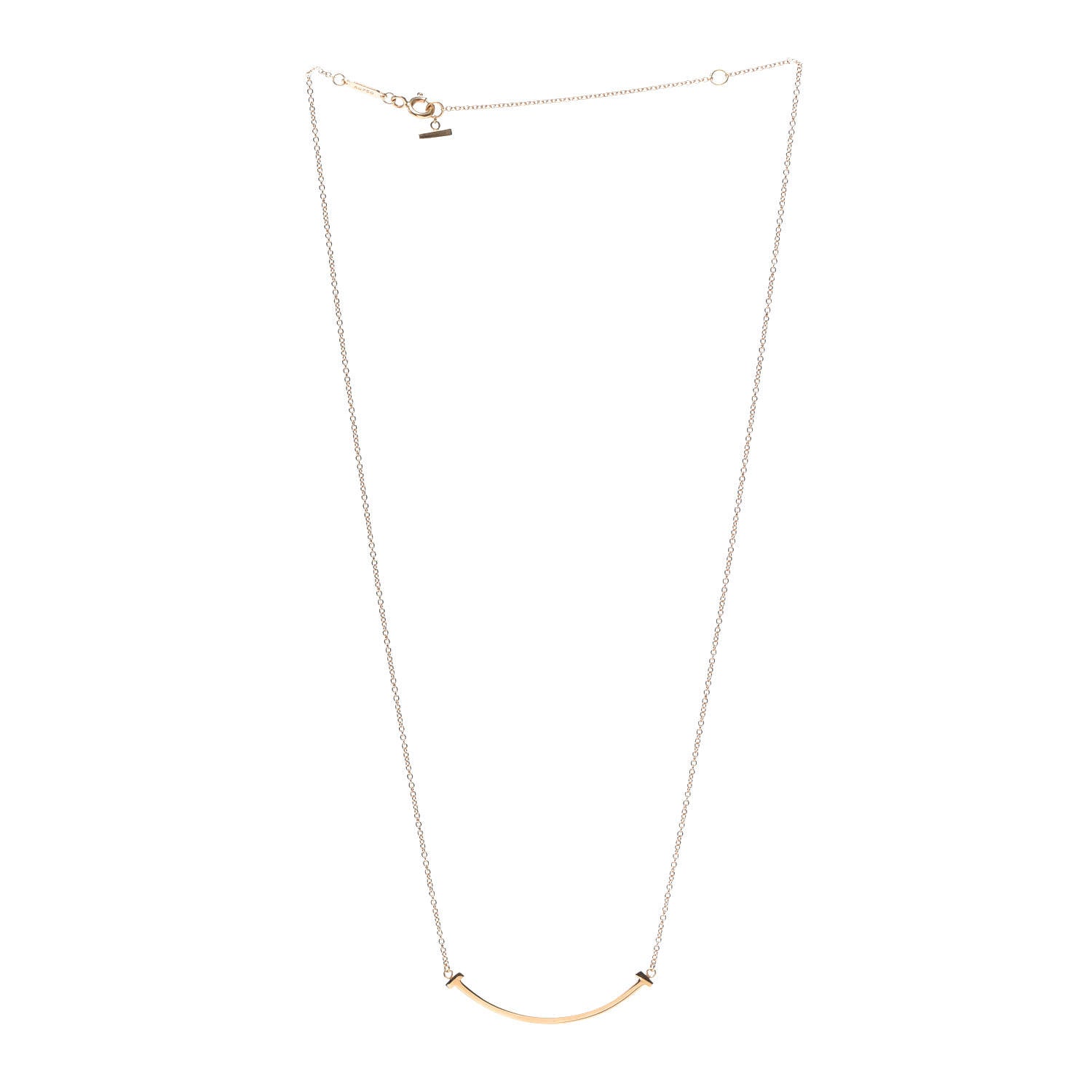 Tiffany 18K Rose Gold Small T Smile Pendant Necklace 3 of 5