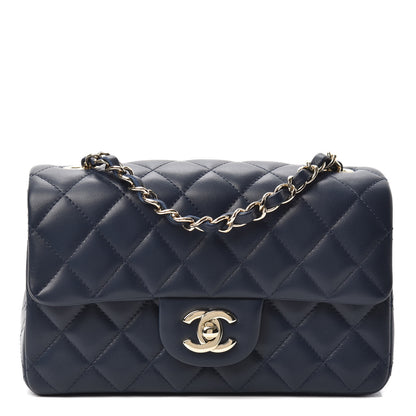 Chanel Lambskin Quilted Mini Rectangular Flap Dark Blue 1 of 10