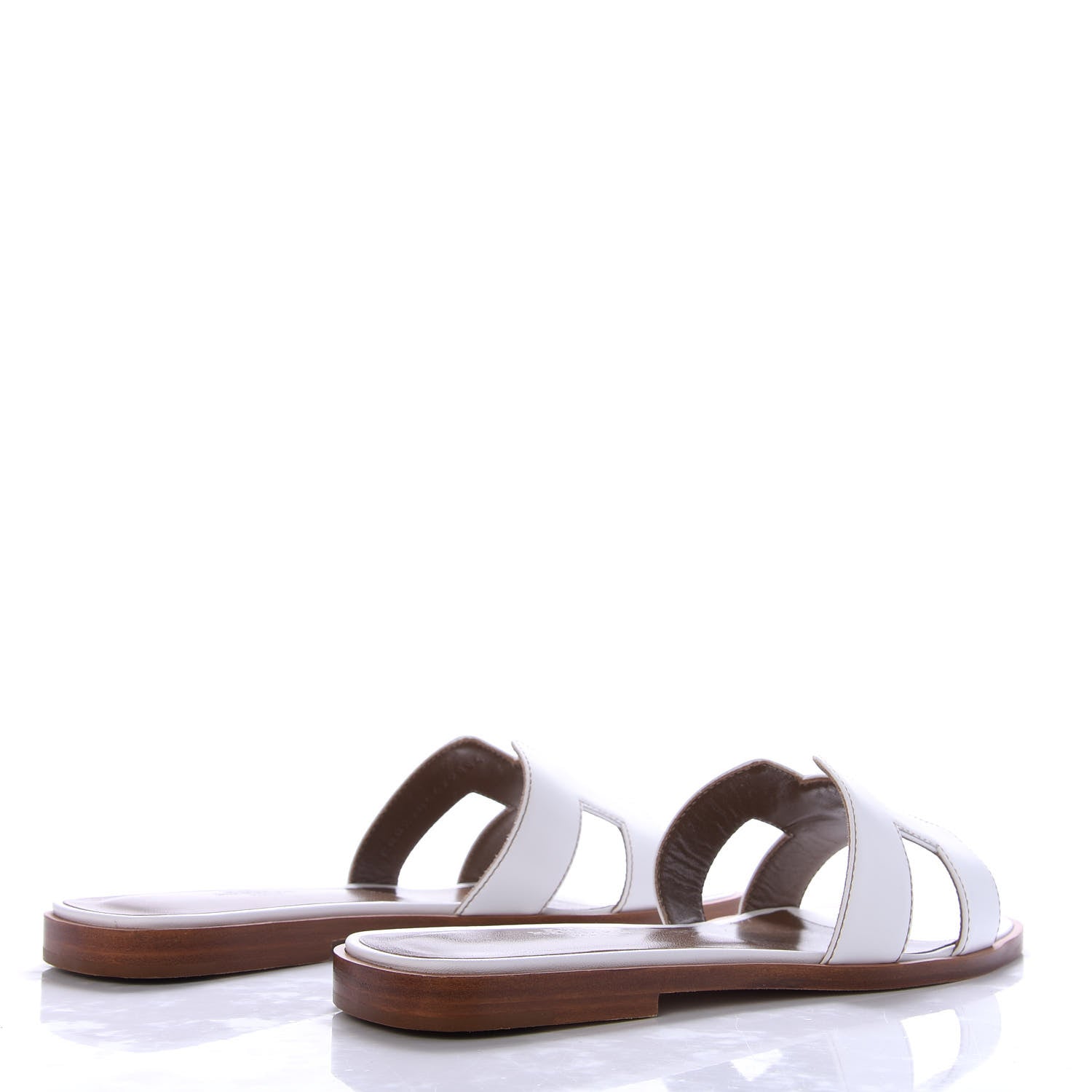 Hermes Box Calfskin Oran Sandals 37 White 4 of 10