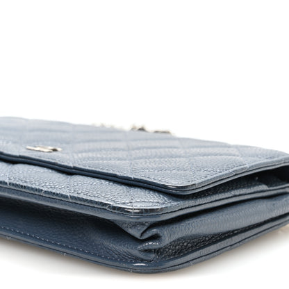 Chanel Caviar Quilted Wallet on Chain WOC Blue 11 of 12