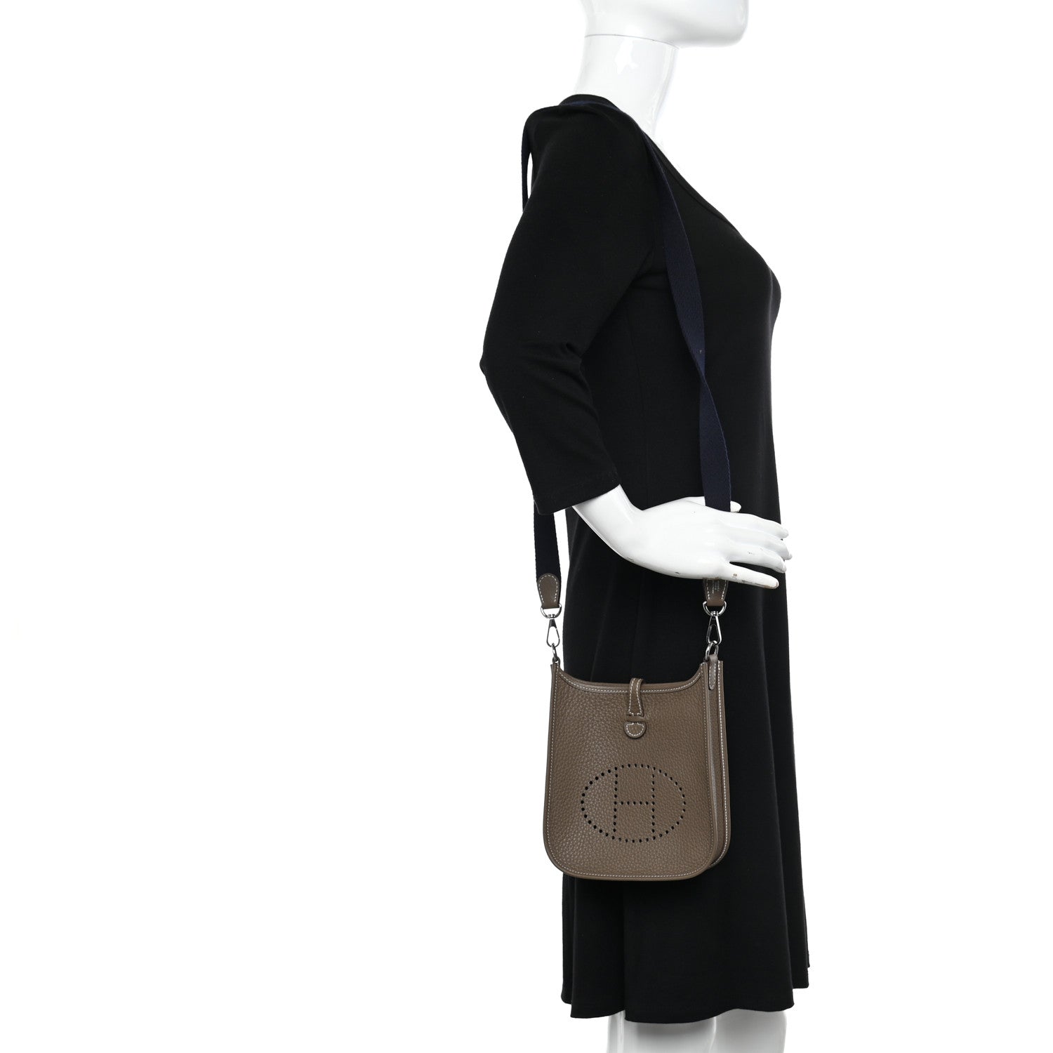 Hermes Taurillon Clemence Amazone Evelyne TPM Etoupe Bleu Indigo 2 of 10