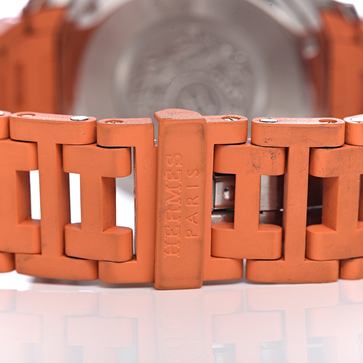 Hermes Stainless Steel Rubber 39mm Clipper Chronograph Quartz Watch Orange 7 of 11