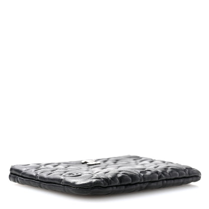 Chanel Goatskin Camellia Embossed Cosmetic Pouch Black 4 of 8
