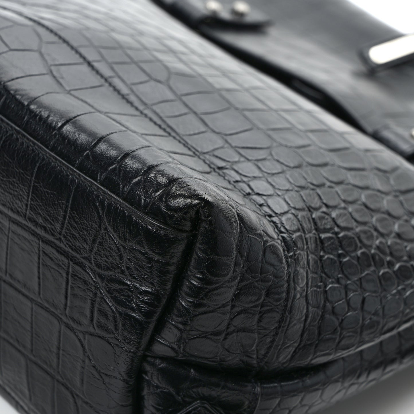Calfskin Crocodile Embossed Sac De Jour Backpack Black