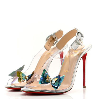 Christian Louboutin PVC Iridescent Patent PVC Ilcepoze 100 Sandals 39 Silver 3 of 12
