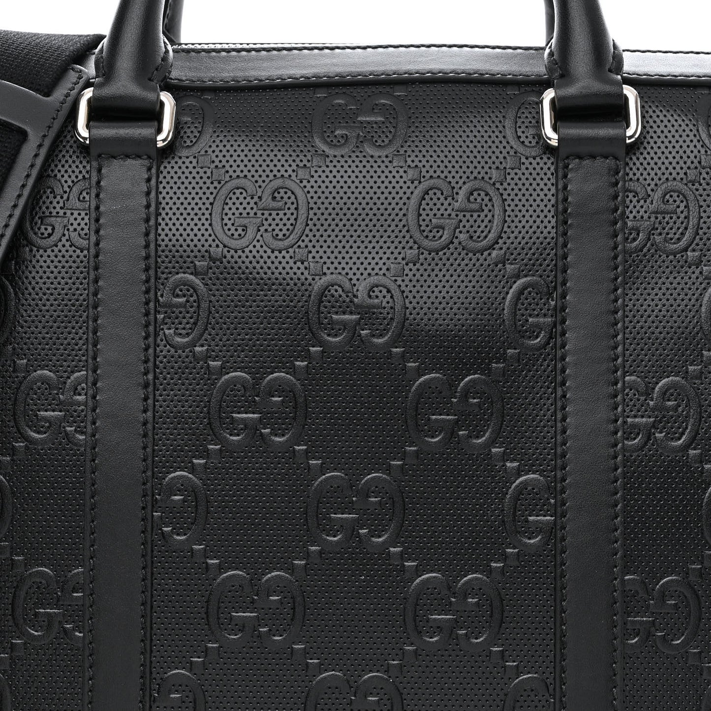 Calfskin GG Tennis Embossed Briefcase Black
