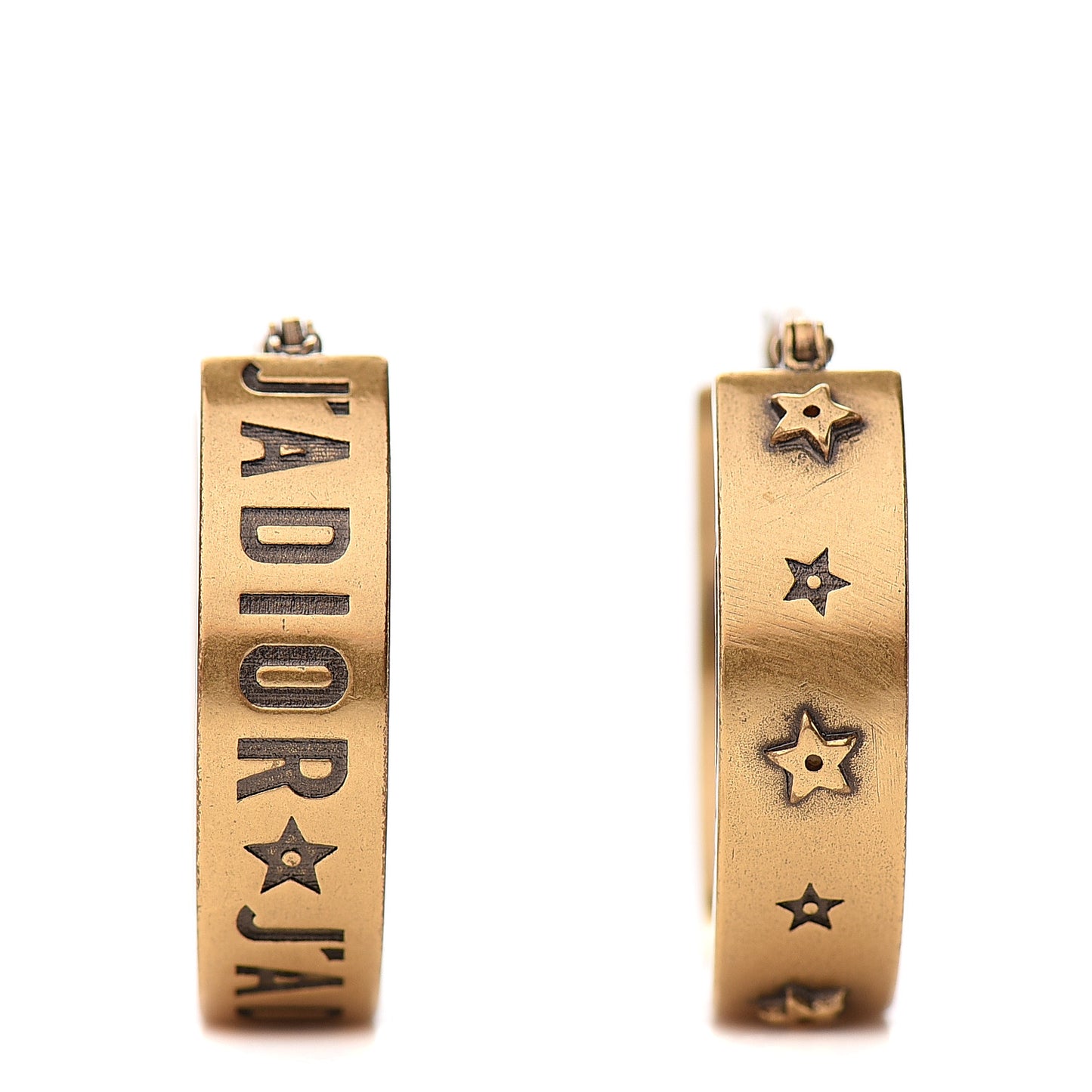 Metal Small J'Adior Star Hoop Earrings Aged Gold