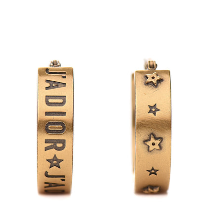 Christian Dior Metal Small J'Adior Star Hoop Earrings Aged Gold 1 of 5