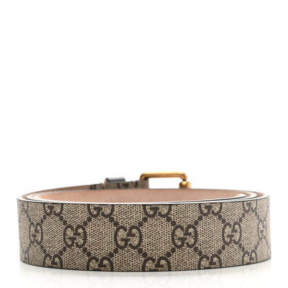 Gucci GG Supreme Monogram Selleria Calfskin Bee 35mm Belt 110 44 Beige Ebony Multicolor Cocoa 2 of 8