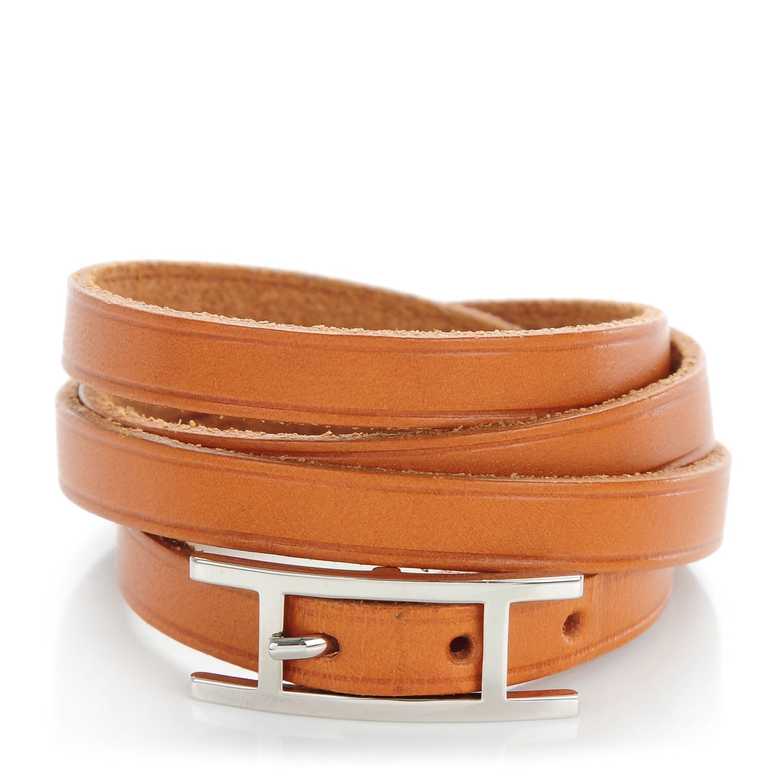 Hermes Barenia 3MM Hapi Triple Tour Wrap Bracelet Fauve 1 of 6