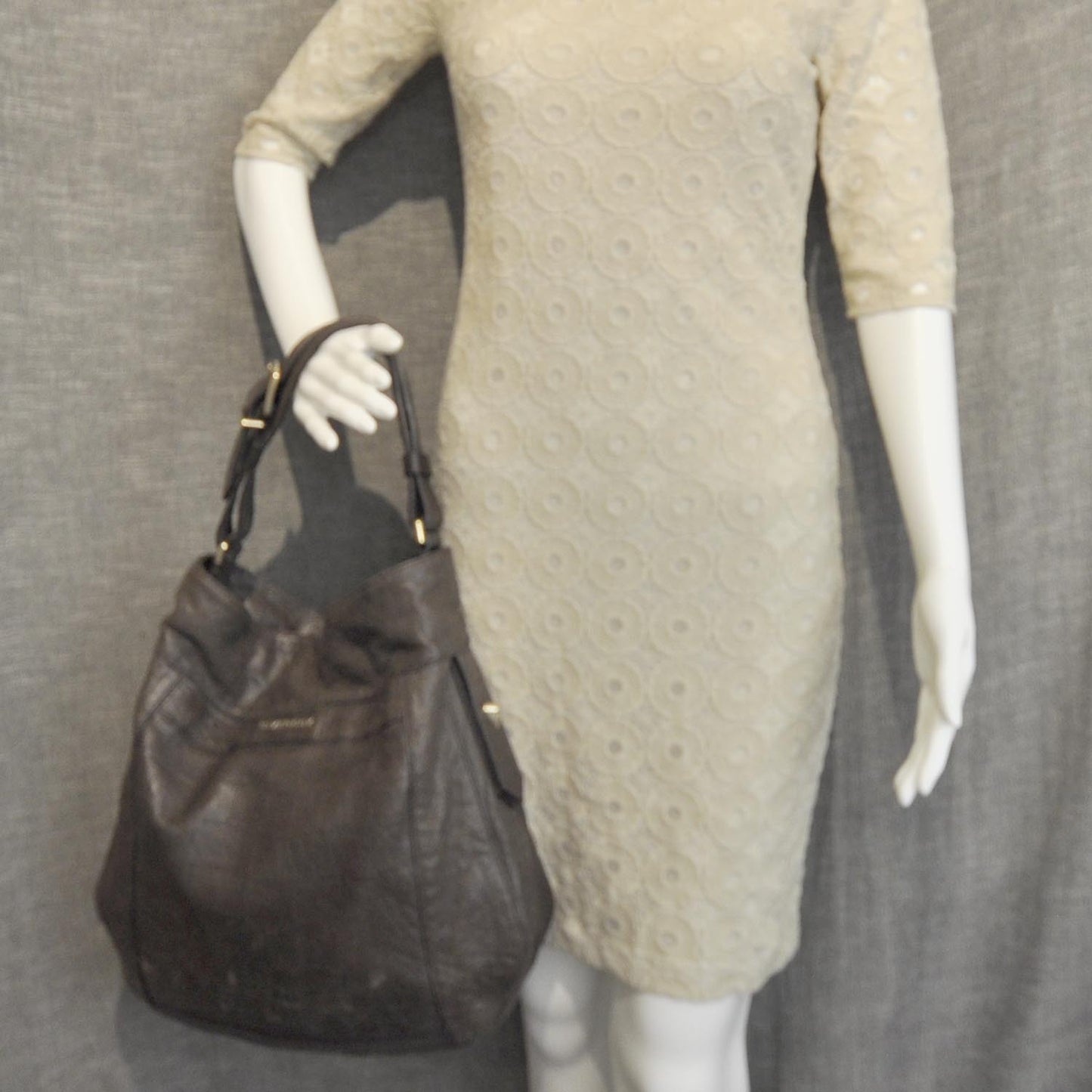 Calfskin Crocodile Embossed Eden Hobo Brown