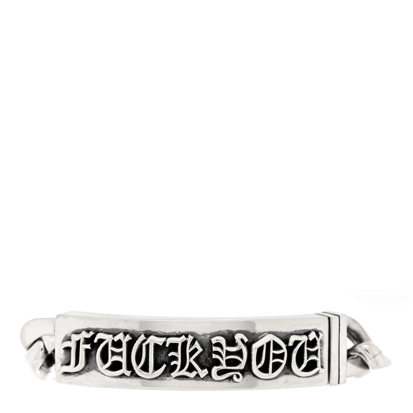 Sterling Silver Fck You Link Curb Chain Bracelet