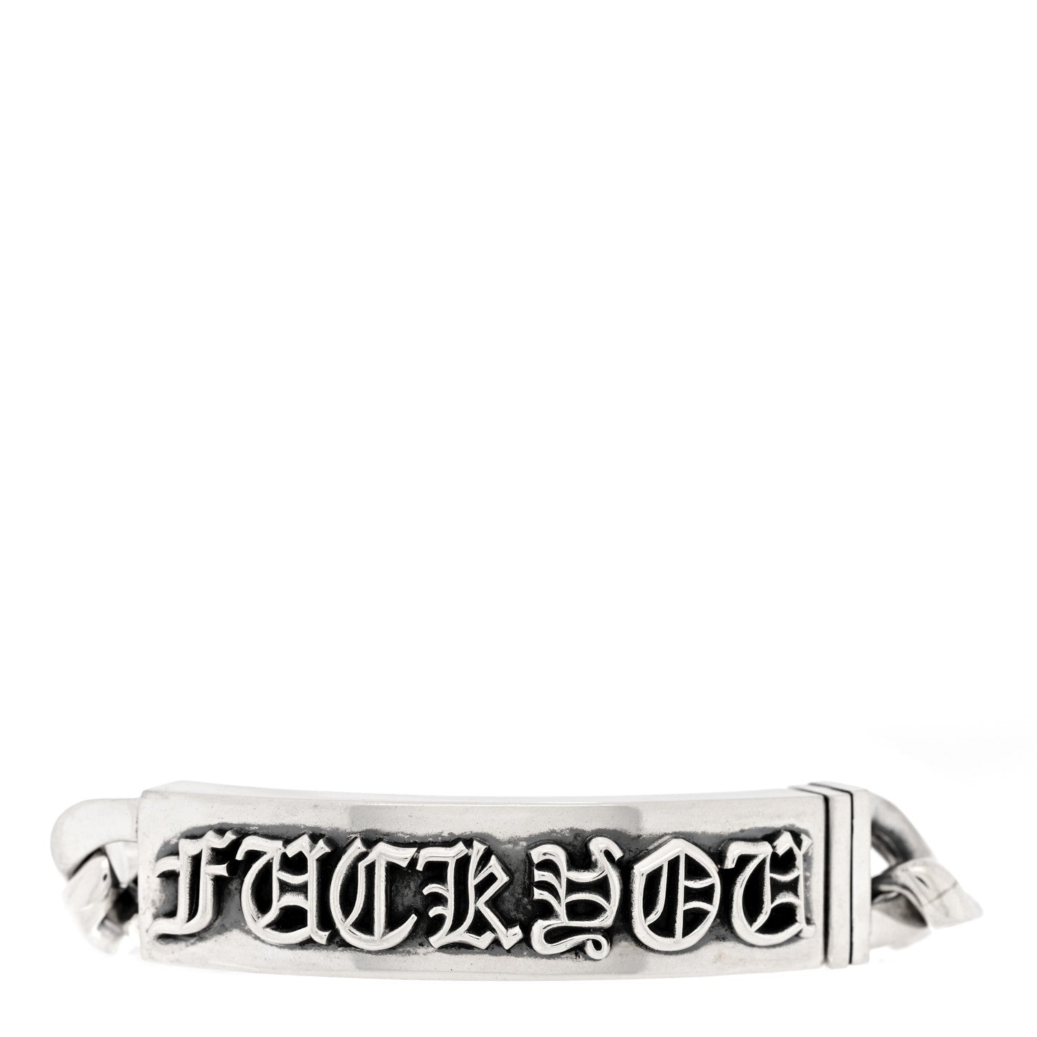 Chrome Hearts Sterling Silver Fck You Link Curb Chain Bracelet 1 of 3
