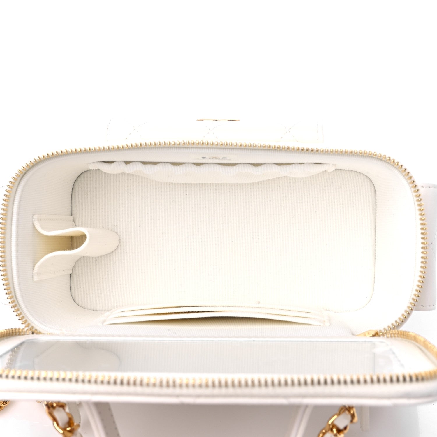 Chanel Lambskin Quilted Polly Pocket East West Top Vanity With Chain White 4 of 9