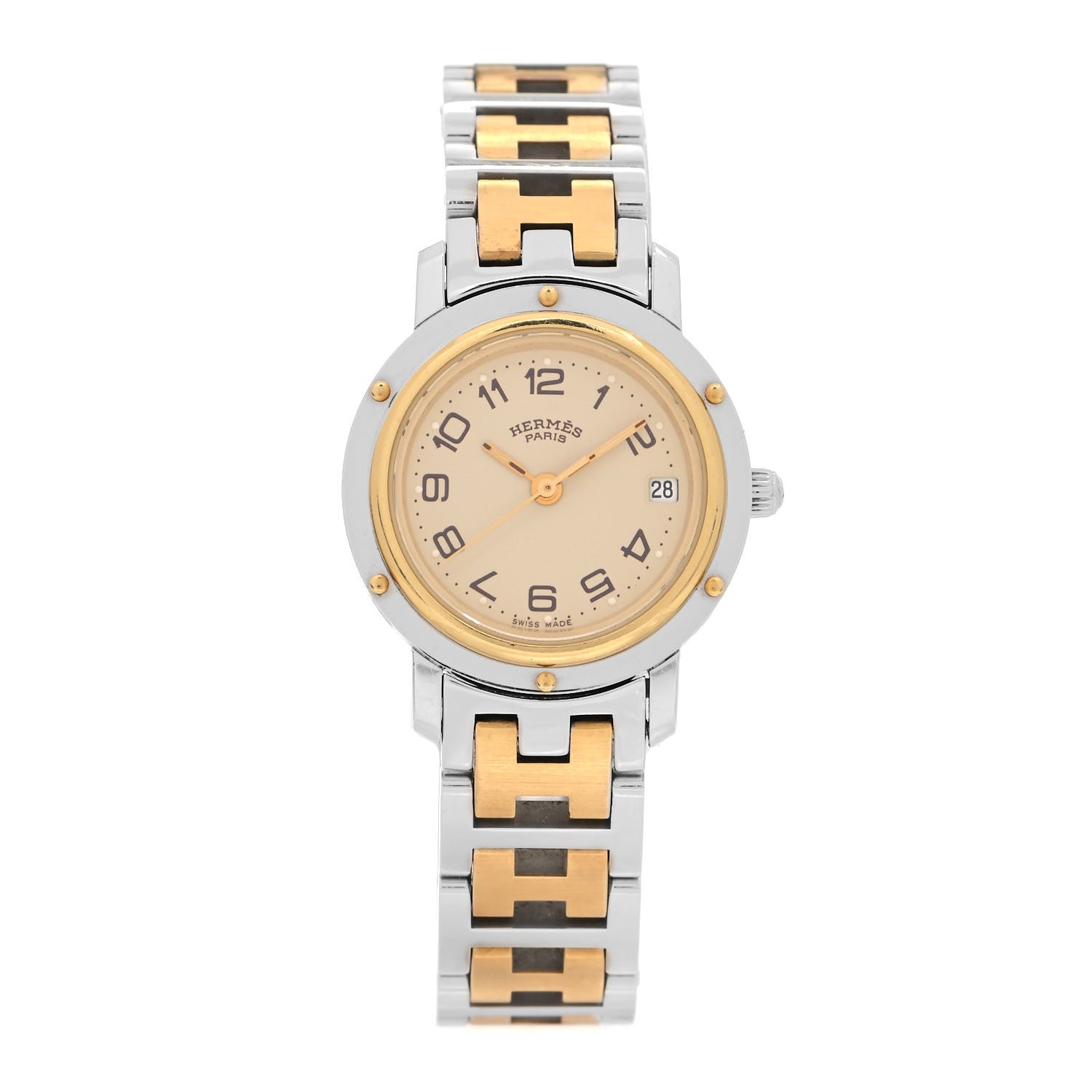Hermes Stainless Steel 24mm Clipper Quartz Watch Gold 1 of 4