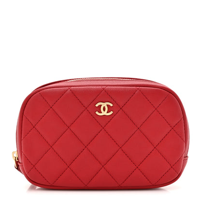 Chanel Caviar Quilted Small Curvy Pouch Cosmetic Case Dark Red 1 of 8