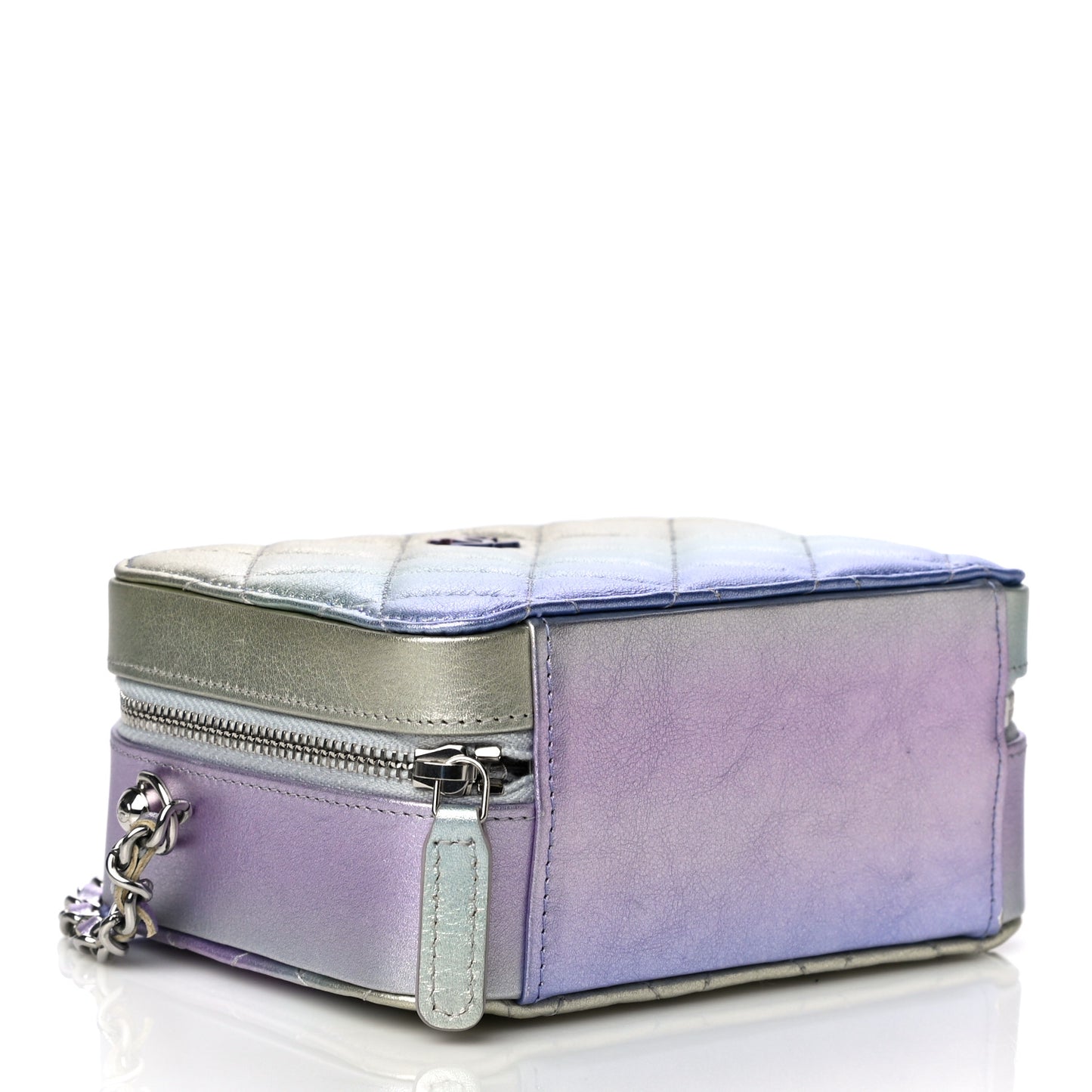Metallic Gradient Calfskin Quilted Camera Case Blue Yellow Purple
