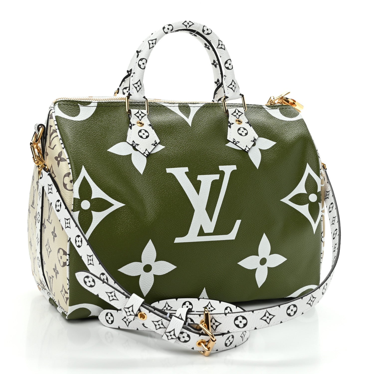 Louis Vuitton Monogram Giant Speedy Bandouliere 30 Kaki Beige 3 of 9