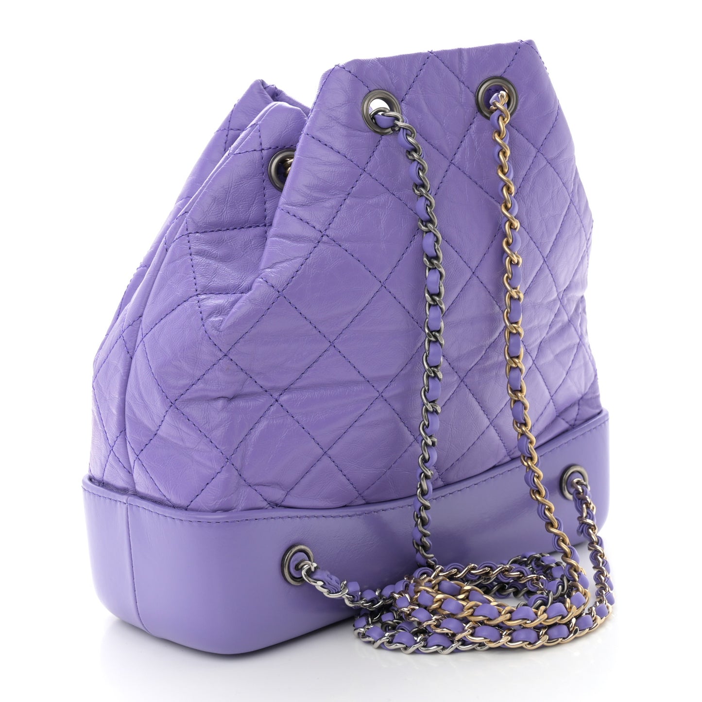Aged Calfskin Quilted Small Gabrielle Backpack Purple