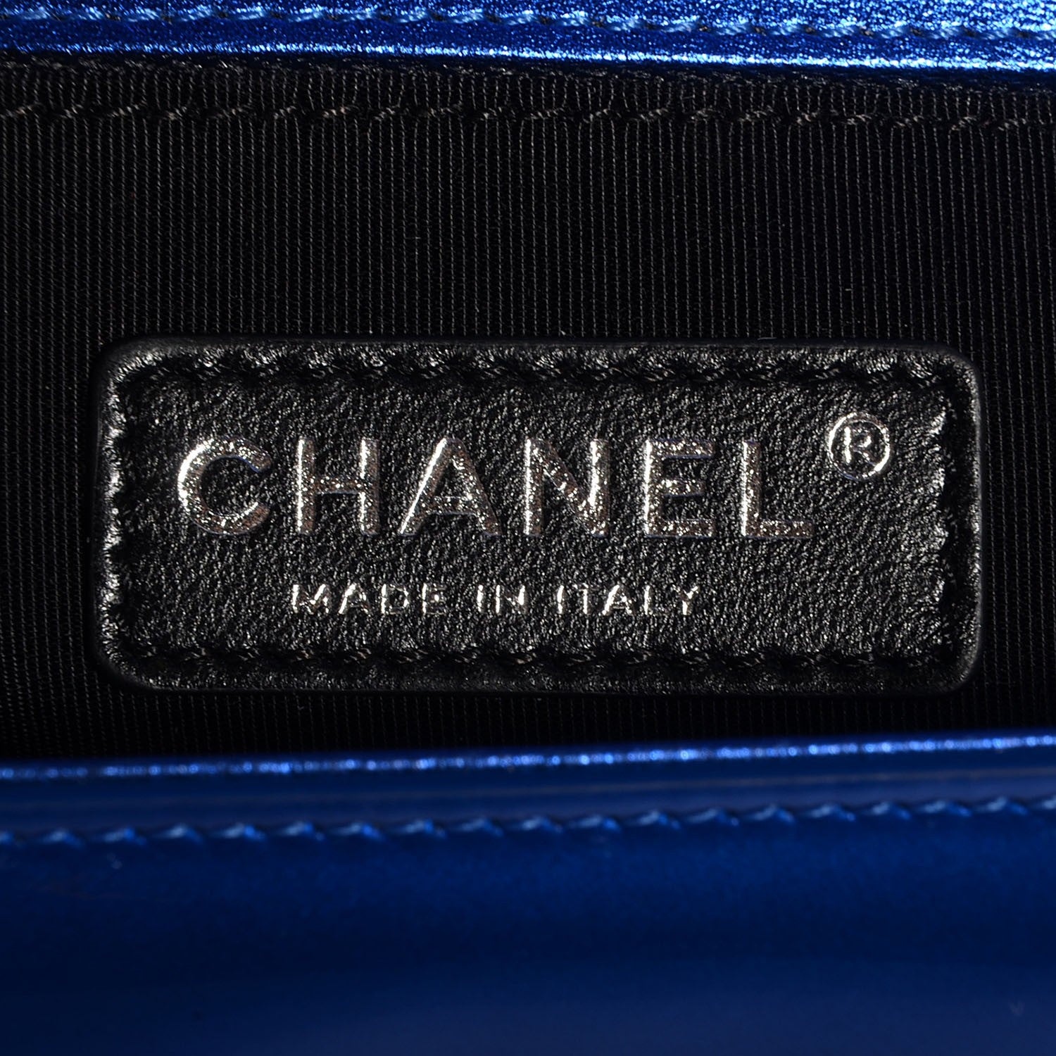 Chanel Metallic Patent Quilted New Medium Boy Flap Blue 7 of 9