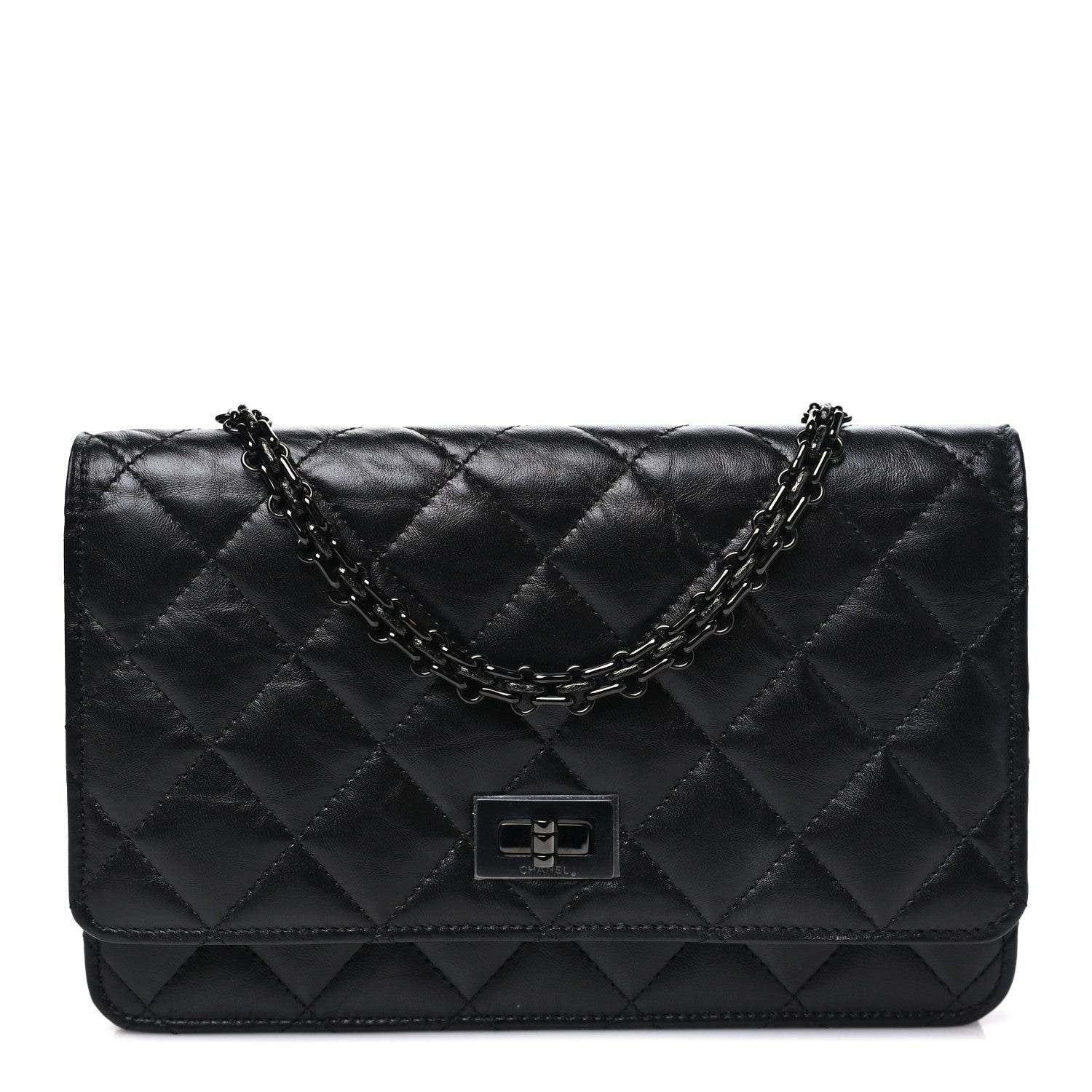 Chanel Aged Calfskin Quilted Reissue Wallet On Chain WOC So Black 1 of 12