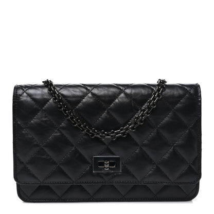 Chanel Aged Calfskin Quilted Reissue Wallet On Chain WOC So Black 1 of 12