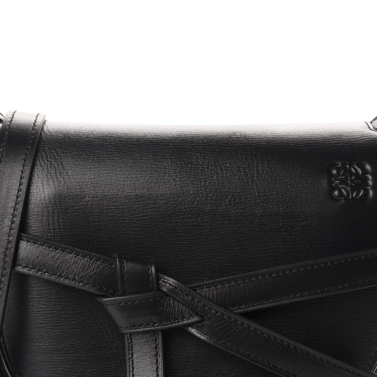 Calfskin Small Metal Gate Crossbody Bag Black